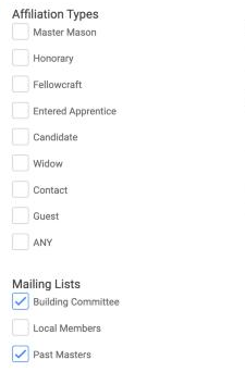 Check the box beside each list you want.