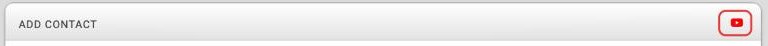 The title bar of the Add Contact box with the small red play icon at the right end outlined in red.